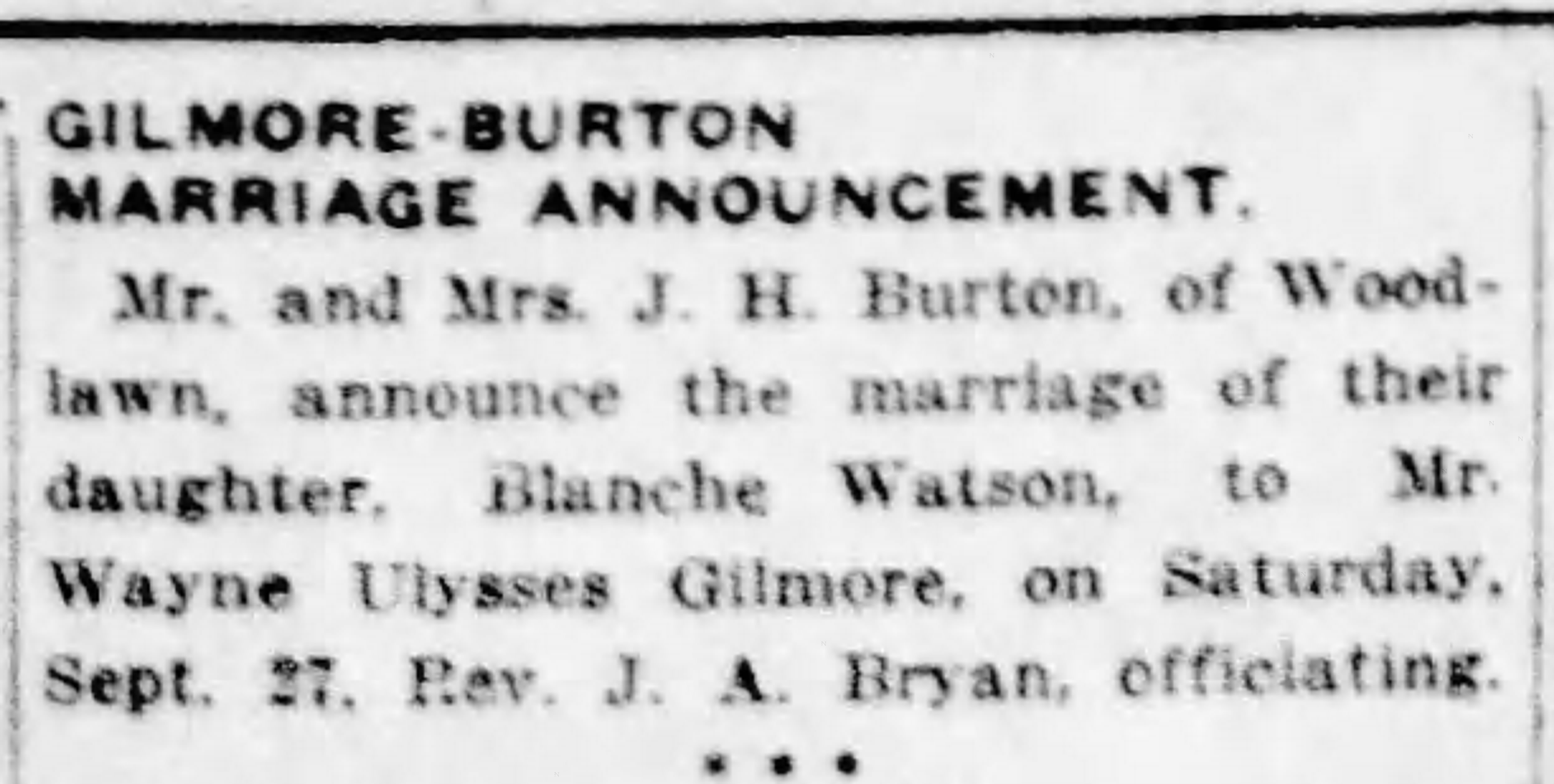 Blanche Watson Burton-Wayne Ulysses Gilmore